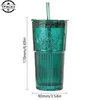 Mugs Milk Cup Green Goddess Model Water Glass With Lid and Straw Transparent Bubble Tea Coffee Drinkware Dessert 231023