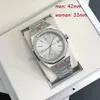 Montres de créateurs bon marché pour hommes et femmes, diamant de mode 42MM33MM, cadran de haute qualité en acier inoxydable, or rose et bracelet en argent