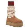 HOT Winter New Ultra Mini Plataforma Mulheres Plataforma Clássica Bota Chinelos Designer Tasman Tazz Fur Ugglie Botas Chinelos Tornozelo Sherpa Sweater