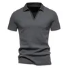 Männer T Shirts Henley Kragen Sommer Casual Einfarbig Kurzarm Shirt Für Männer Polo Hohe Qualität Baumwolle American Vintage fitness 5XL