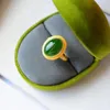 Cluster Rings Natural Hetian Jade Green Ring S925 Sterling Silver Adjustable Simple Classic Egg Noodle Ornament