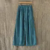 Damenhose mit weitem Bein für Damen, Frühling und Herbst, natürlicher Stoff, Ramie, lange Qualität, Vintage-Batik-Hose mit weitem Bein, B156