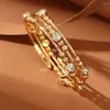 Bangle Trend Golden Bracelet Romantic Personality Crystal Multi-Layer Opening Wide Type Jewelry Accessories Women's