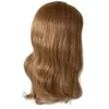 22 дюйма монгольские девственные человеческие волосы кошерный парик шелковистые прямые медово-русый цвет 27 # еврейские парики для белой женщины