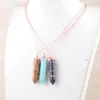 Pendant Necklaces Handmade Wire Wrapped Stone Charm Healing Hexagonal Pointed Pendants Exquisite Clavicle Dinner Party Jewelry TBN547