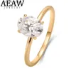 Anillos de boda AEAW 1.5ct D Color Oval Moissanite Anillo 14K Anillos de boda de compromiso de oro amarillo para mujeres Regalo Q231024