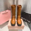 Moda Mulheres Botas Longas MARGARET Bota Alta Itália Lindas Plataformas Impermeáveis Preto Marrom Fivelas Duplas Couro Designer Festa de Casamento Longs Bootes Box UE 35-40