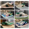 1977 Tennis Casual shoes Luxurys Designers Womens Shoe Italy Green And Red Web Rubber Sole Cotton Low Top Mens Sneakers