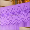 Mosquito Net Embroidery Lace Pleated for Bed Square Romantic Princess Queen Size Double Canopy Tent Mesh Drop Delivery Home G Dh4t7