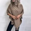 Damen Cape Freizeit Kunstfellknäuel Gestrickter Poncho Übergroßer Pullover Solide Cape Schals für Frauen Lose Pullover Winter Schal Herbst Strickwaren 231023