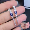 Stud Earrings FS 4 5 Natural Sapphire/Ruby Long S925 Pure Silver Fine Fashion Weddings Charm Jewelry For Women