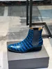 Stivaletti da uomo Party Wedding Scarpe eleganti in pelle di serpente Stilista di marca di moda maschile Stivali da moto da lavoro impermeabili all'aperto Taglia 37-47