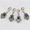 Charms 100Pcs Antique Sie Hamsa Hand Evil Eye Kabh Good Luck Charms With Lobster Clasp Fit Charm Bracelet Diy Jewelry 13X32.5Mm Jewelr Dheq3