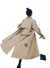 Trench-Coats pour femmes, manteau d'hiver, vêtements pour femmes, couleur unie, revers, boutons à Double rangée, coupe-vent Long, hauts de travail pour dames 231023