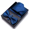 Bow Ties Est Design 65 Färger Holiday Present Tie Handkakor Pocket Squares Cufflink Set Nathtie Box Orange