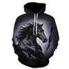 Bluzy z kapturem z kapturem Męskie z kapturem Dark Horse 3D Digital Printed Animal Horse Men's Casual Pullover Sweter