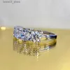Anéis de casamento NeeTim 5mm 6.5mm Anel de Moissanite Completo para Mulheres S925 Prata Esterlina Eternidade Espumante Diamante Banda Anéis de Casamento Jóias GRA Q231024
