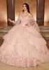 Encantador vestido de baile em camadas Vestidos Quinceanera Lantejoulas 3D Appliqued Prom Vestidos Frisado Decote Querida Tulle Doce 15 Vestido de Masquerade