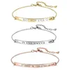 Nouveau Simple Titane Acier Inoxydable Gravé Nom Lettre Nom Bracelet Longue Sangle Initiale Étiquette Personnalisée Bracelet Bracelets Bracelets D'amitié Cadeaux Bijoux