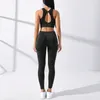 Yoga Outfit Basic 2pcs Seamless High Stretch Set Tracksuit Gym Crisscross Back Cami Hiphugging Tummy Control Leggings 231023