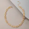 Choker European And American Single-layer Necklace Retro Exaggerated Golden Back Pattern Short Clavicle Chain