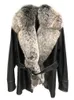 Women's Fur Faux OFTBUY Real Coat Winter Jacket Women Natural Collar Genuine Sheepskin Leather Belt Thick Warm Outerwear 231023