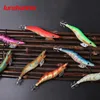 Baits Lures 10PCS with Shrimp Bag 3D Printing 25 30 35 Hook Luminous Squid Jig Fishing Wood Lure Cuttlefish Jigs 231023