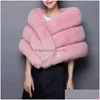 Scarves Winter Women Faux Fur Long Shawl Stole Wrap Shrug Scarf Bridal Wedding Elegant Pashmina Warm Female Waistcoat Cloak Coat Dro Otzqx