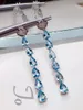 Boucles d'oreilles pendantes ZYH en or massif 18 carats, pierres précieuses aigue-marine bleues naturelles de 6,2 ct, goutte de diamants pour femmes, cadeaux fins