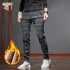 Herren Hosen KUBRO Herbst Winter Weiche Baumwolle Fleece Gitter Casual Männer Business Schlank Mode Warme Gerade Hosen Plus Größe 2838 231024