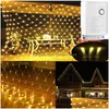 Cordas de led luzes de cortina corda de natal iluminação de fadas 1.5m x 1.5m x2m rede malha festa decoração do feriado lâmpadas entrega gota dh20v