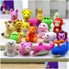 Erasers Wholesale 50Pcs/Pack Colorf Cute Cartoon Animal Pencil Eraser Ding Art Painting Rubber Correction Exam Writing Tpr Assemblable Dhfln
