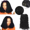 Sentetik peruklar pixie bouncy kıvırcık insan saç örgüsü 3 4 kapanış ile frontal afro jerrykinky ve fumi 231024