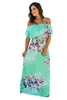 Stage Wear M575 One Line Neck Printed Wrap Chest Summer Dress