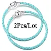 Charm Bracelets 2Pcs/Lot Luxury Jewelry Leather Chain Fit DIY Beads Bracelet Pulsera Bijoux For Women Men Girl Gift Drop