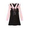 Casual Dresses Y2K Sweet Kawaii Ruffle Dress Soft Mori Preppy Style School Black 2023 Autumn Mini Short Party Student