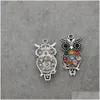 Charms Colorf cristal hibou animaux charmes 20 pièces/lot pendentifs en argent Antique 22X47Mm L1598 résultats de bijoux composants Lzsier bijoux bijou Dhape