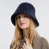 Basker solid ull fiskare hatt retro stickad panama cap höst vinter flickor hög skalle bonnet koreansk mode enkla kvinnor hink hattar