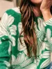 Pulls pour femmes Vert Big Floral Pull Femmes Laine et Mohair Mélanges O-Cou Manches Longues Dames Jumper 2023 Début Printemps