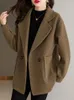女性のスーツブレザーUNXXブレザー女性ウィンターカーキショートウール布ダブルブレス肉オーバーコート女性ウォームアウター韓国秋の冬ジャケット231024