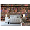 Wallpapers Wallpapers 3D Bookshelf Bookcase Background Wall Modern Wallpaper For Living Room Drop Delivery Home Garden Dhvur