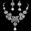 Cheap Crystal Bridal Jewelry Set silver plated necklace diamond earrings Wedding jewelry sets for bride Bridesmaids women Bridal Accessories