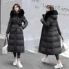 Casacos de trincheira femininos longos parkas para mulheres outono inverno 2023 moda manga jaquetas gola de pele fina com um capuz zíper para baixo