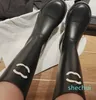 Nova moda preta feminina039s botas de couro botas de chuva com sola impressa sapatos de grife