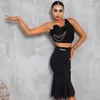 Stage Wear Costume da ballo latino Donna Nero Fiore irregolare Top Gonna spaccata in pizzo Abbigliamento per pratica per adulti Rumba Samba Dress DNV18688