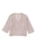 Women's Sweaters Women 2023 Beach Style Pointelle Knitted Pullover Sweater Long Sleeve V Neck Fringed Trim Oversized Jumper