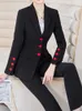 دعاوى الرجال للرجال أزياء النساء الأسود بدلات المشمش السترة السترة و Pant Ladies Office Office Work Wear SECTAL SET 2 قطعة