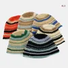 Chapeaux à larges bords Chapeaux de seau Chapeau de seau au crochet résistant au soleil d'été Dames Printemps Commute Camping Casquette de pêcheur avec motif à rayures pour petite amie 231023