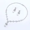 Collana orecchini set CZ zirconi cubici perle orecchini da sposa da sposa fiori per le donne accessori gioielli da ballo