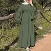 Vêtements ethniques Femme Dubaï Turquie Islam Robe longue Printemps O-Cou Casual Femmes élégantes Musulman Abaya Kaftans Maroc Robe Femme Robes